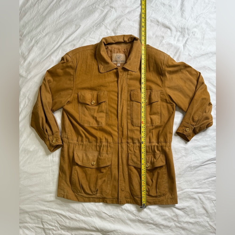 VTG Georgetown Leather Design Tan Suede Safari Jacket S Field Coat 100% Leather - Picture 11 of 14